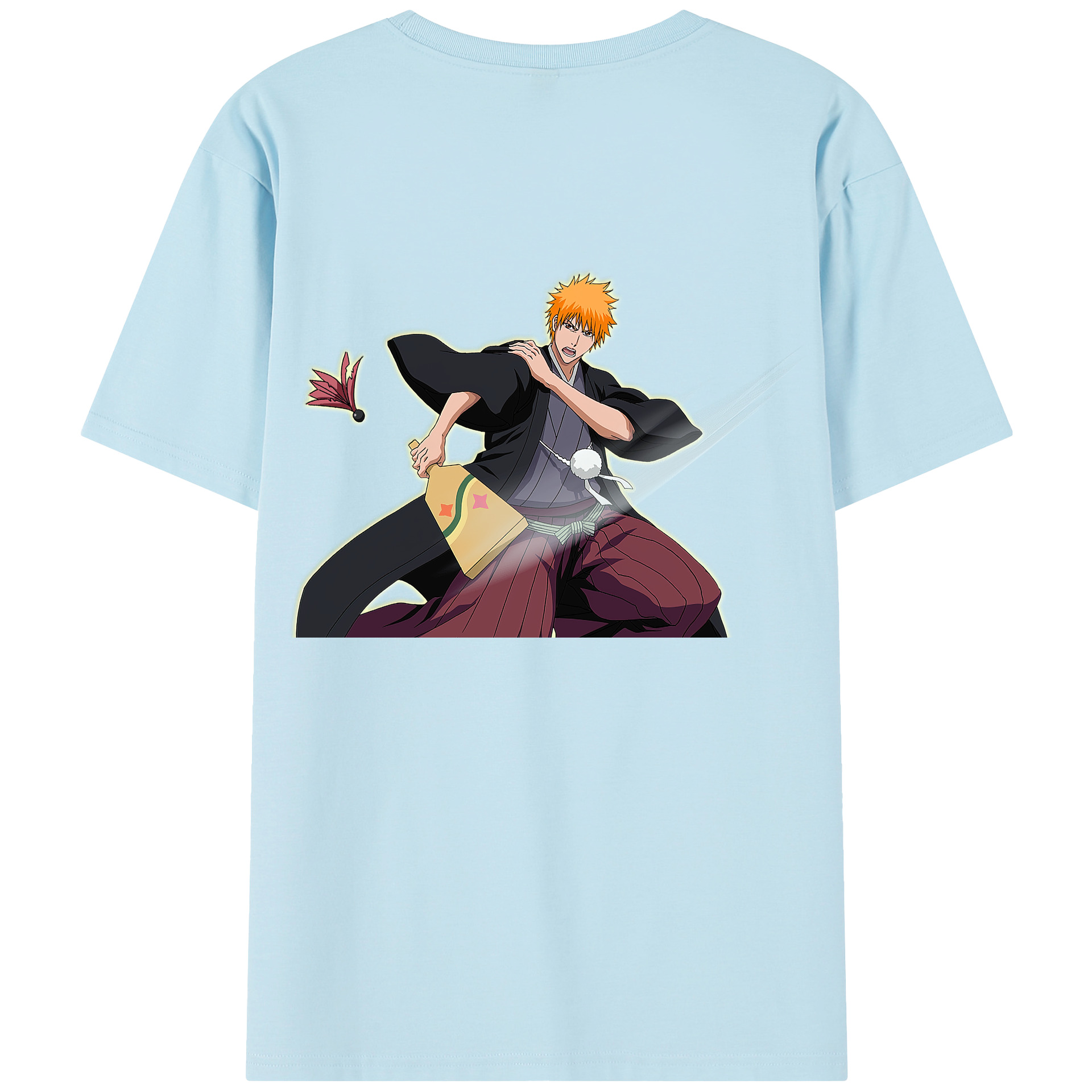 （画像用） ブリーチ 黒崎一護（くろさき いちご）BLEACH Kurosaki Ichigo 綿100％半袖Tシャツ（背面プリント）